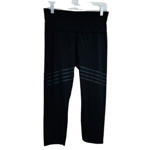 Toned‎ by Ashy Bines Leggings L Black Workout Gym Yoga Stripes Athletic
